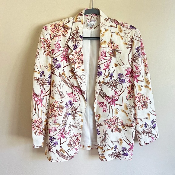 SOLD Talbots Floral 100% Linen Blazer - Picture 2 of 6